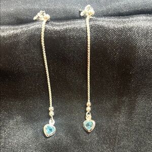 Elegant Silver Heart Drop Earrings